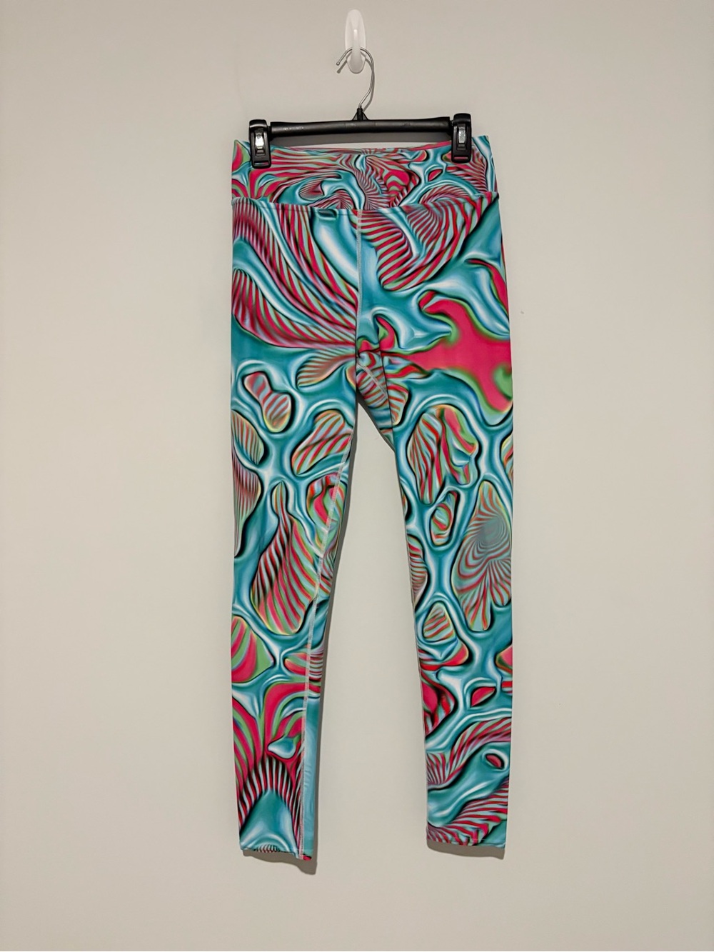 Big Tex printed Funk Adelic psychedelic rave leggings‎ blue pink size large